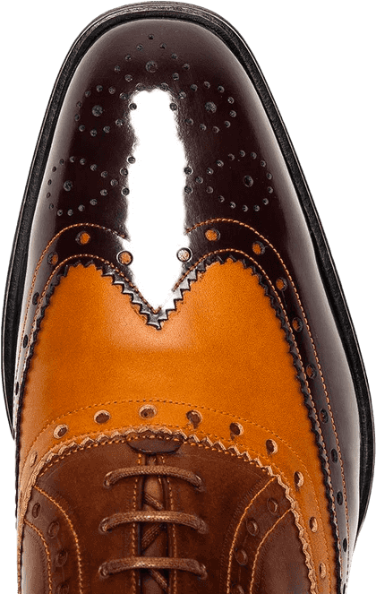 Patent Leather Brown and Tan Wing Tip Spectator Toe