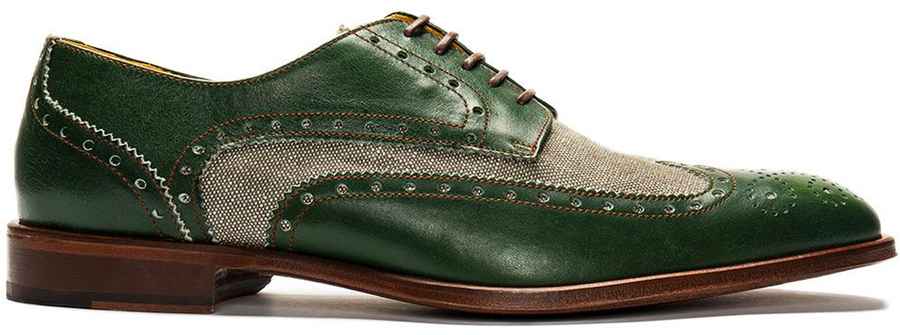 Green Wingtip Spectator Derby Shoe