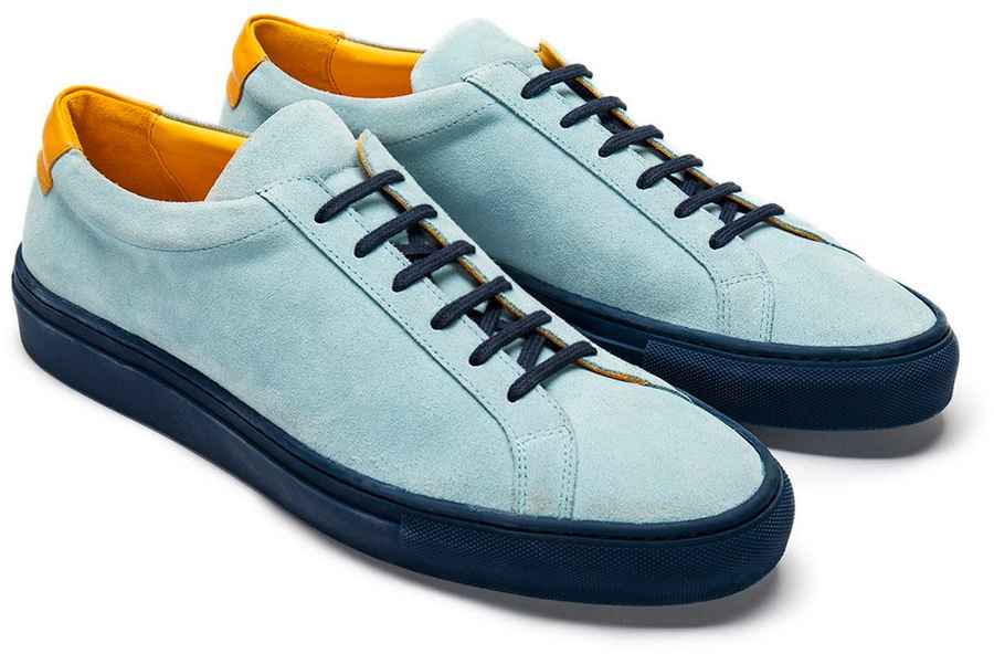 Blue Suede Trainers with Navy Outsole